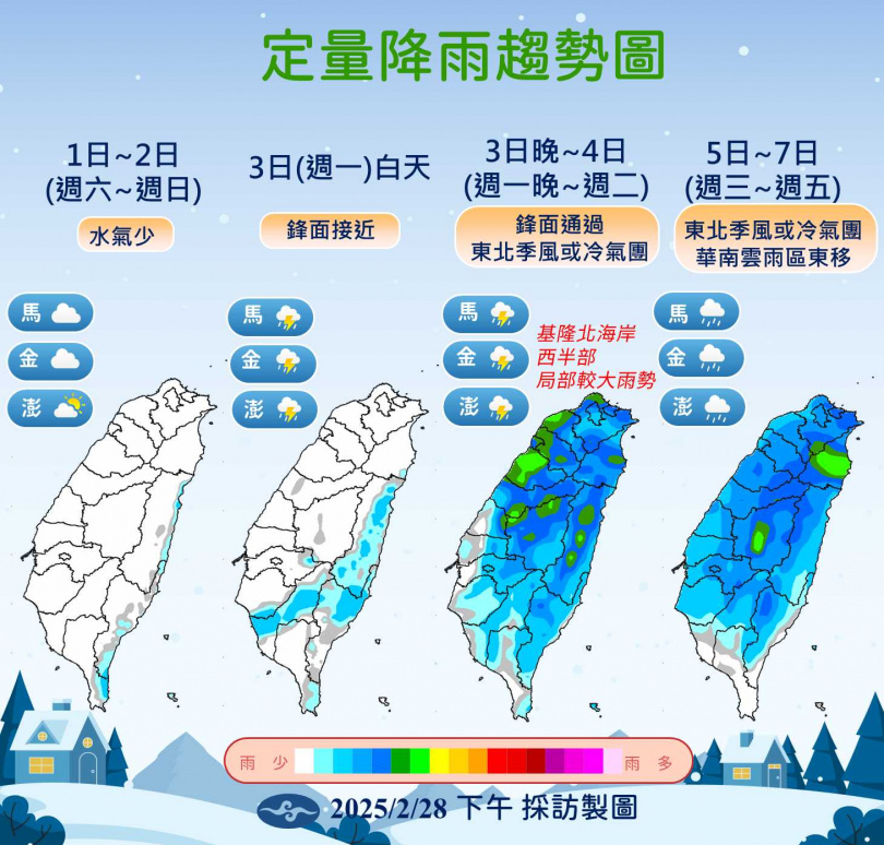 一周降雨趨勢。（圖／氣象署提供）