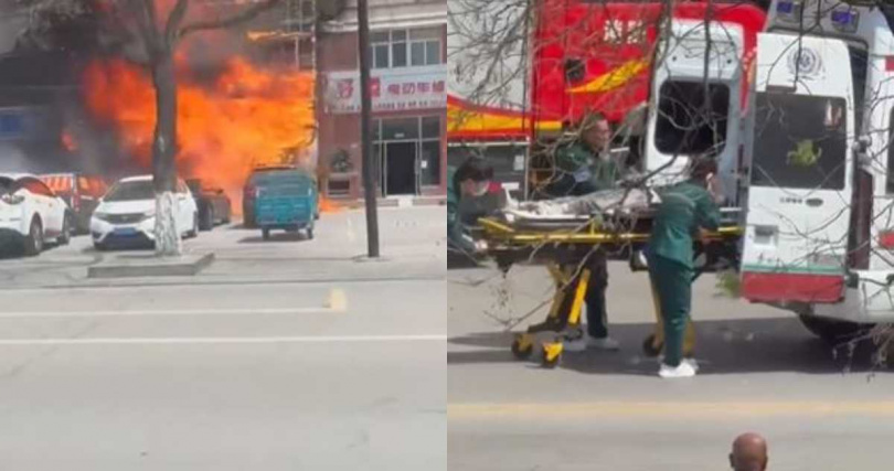 大陸遼寧省遼陽市白塔區三里莊回遷樓附近一間飯店今天（29日）發生火警。（圖／翻攝自微博）