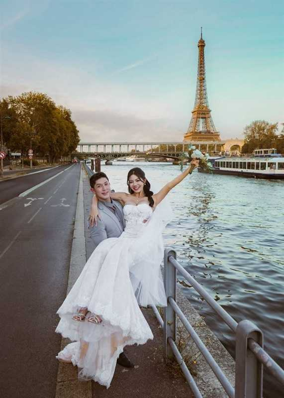 上周田舞陽宣布結婚的喜訊,並分享絕美婚紗照。(圖/翻攝自臉書)