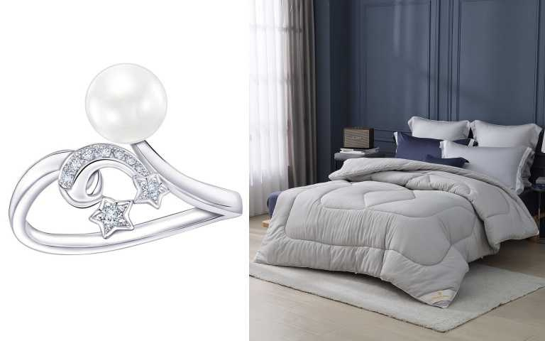 Just Diamond 鎮金店閃閃星辰鑽石手環/鑽戒 特價26,100元/14,600元(原價52,200元/29,200元,5折)。(圖/品牌提供)金安德森 石墨烯蠶絲可水洗雙人冬被 特價3,980元(原價20,800元,2折)。(圖/品牌提供)(圖/業者提供)