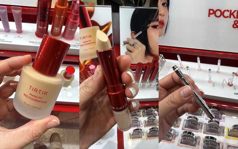 TIRTIR MASK FIT 粉底液 / 739元、TIRTIR 遮瑕膏、TIRTIR纖細俐落眼線249元。(圖/黃筱婷攝)