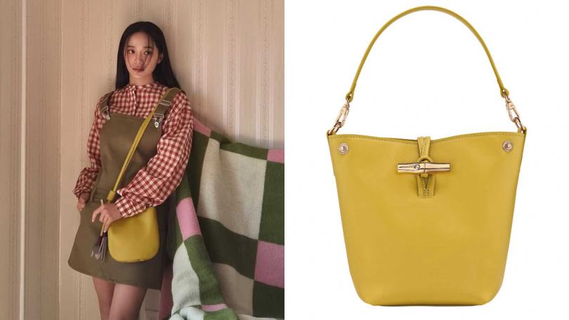 LONGCHAMP LE ROSEAU水桶包XS (薑黃色)／26,900元（圖／品牌提供）