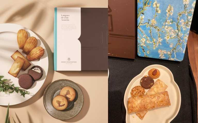 左:Henri Charpentier 夾心餅乾綜合款16入禮盒 推薦價1,068元(初登場);右:RUYSDAEL杏仁酥片綜合餅乾禮盒20入/980元(圖/品牌提供、黃筱婷攝)