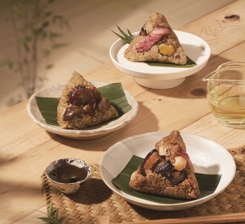 膳馨餐廳×歐肯的醇釀海陸粽、漢來×歐肯的陳香一品粽、彭園×歐肯 紅麴麥香鮮肉粽!(圖/品牌提供)