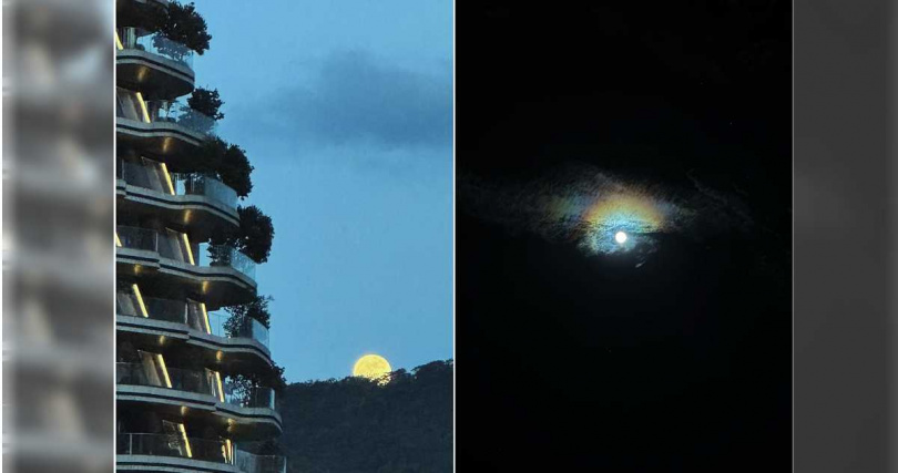 田馥甄在社群媒體分享她拍下的滿月照片，畫面讓人乍看就像「龍戲珠」。（圖／翻攝自田馥甄臉書）