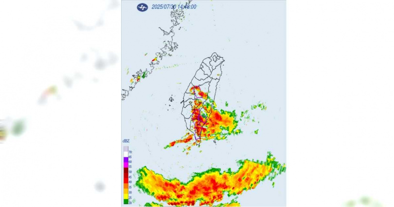 氣象署發布大雷雨即時訊息。（圖／翻攝自氣象署）