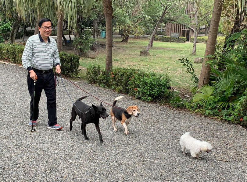陳水扁（圖）不時仍出門遛狗散步。（圖／翻攝自陳水扁臉書）
