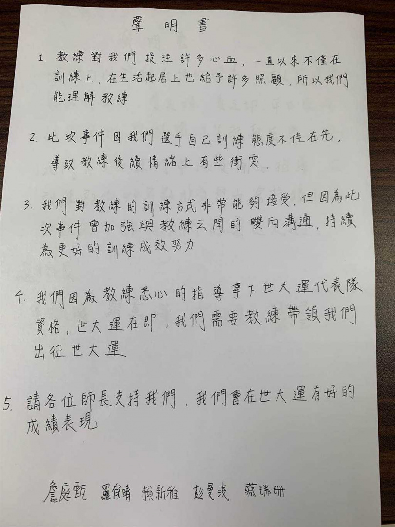 為了包庇郭甯亞,體操協會竟然讓家長與選手出具諒解書,暫緩執行禁賽處罰。(圖/讀者提供)