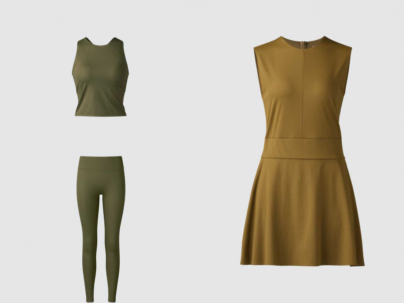 UNIQLO : C BRATOP運動坦克背心／790元，Active緊身褲／990元，運動連身裙(無袖)／1290元。（圖／品牌提供）