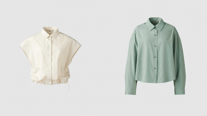 UNIQLO : C 短版襯衫(無袖)／990元，短版襯衫(長袖)／990元。（圖／品牌提供）