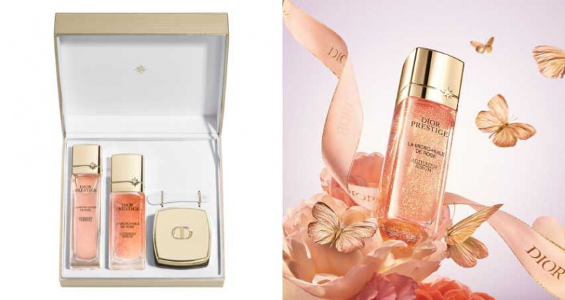 「迪奧精萃再生玫瑰微導精露組」，裝盛於精緻大器的金色禮盒之中，盡顯迪奧的高訂美學，是禮贈摯愛母親或犒賞自己的最佳首選。迪奧精萃再生玫瑰微導精露組／12,500元，數量有限售完為止（圖／品牌提供）