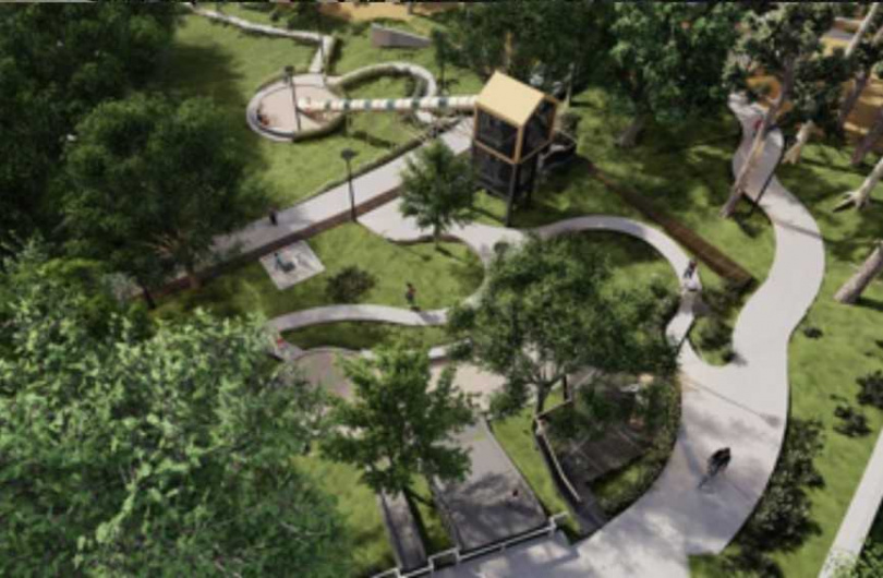 竹北市新蓮花公園模擬空拍圖。（圖／翻攝自竹北市公所媒體群組）