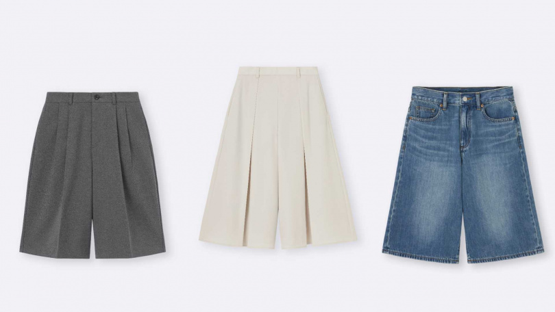 GU百慕達短褲／890元，垂墜褲裙／890元，Jorts 牛仔短褲／790元（圖／品牌提供）