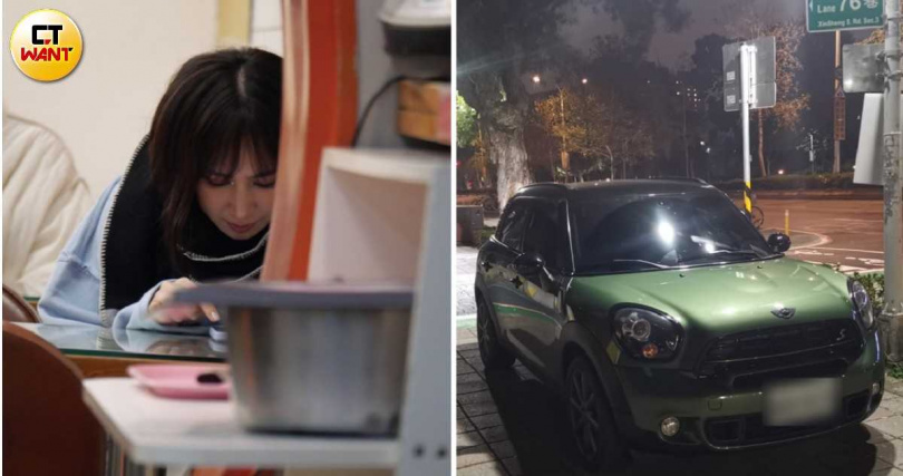 本刊去年曾直擊小薰到甜點店因找不到停車格，竟將車輛臨停在人行道上。（圖／本刊攝影組）