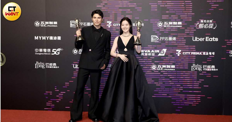 迷你劇集(電視電影) 男女主角獎得主,鳳小岳、楊小黎。(圖/本刊攝影組)