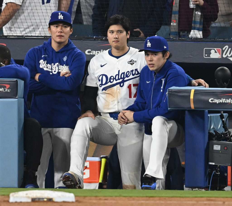 山本由伸、大谷翔平、佐佐木朗希，是道奇日籍三本柱。（圖／達志／美聯社）