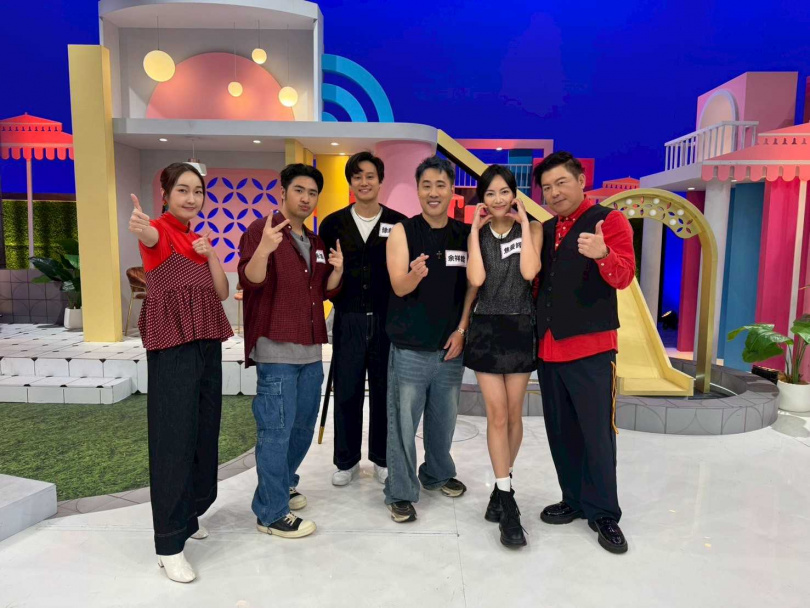 星二代暢聊闖蕩星途的過程，（左起）主持人巴鈺、鹿希派、徐新洋、余祥銓、焦曼婷、曾國城。（圖／緯來綜合台提供）