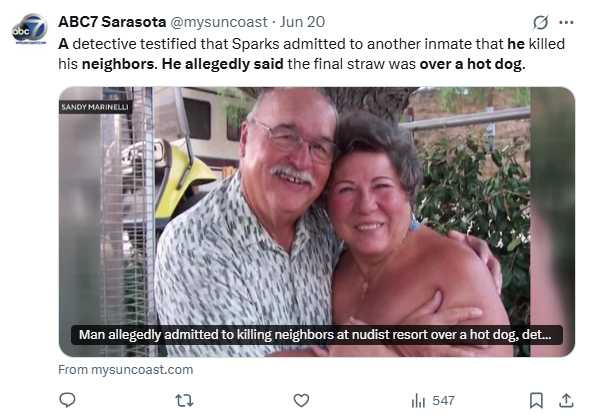 79歲丹尼爾與73歲妻子史蒂芬妮遭鄰居殺害並肢解,遺體藏於混凝土地窖內。(圖/翻攝自X)