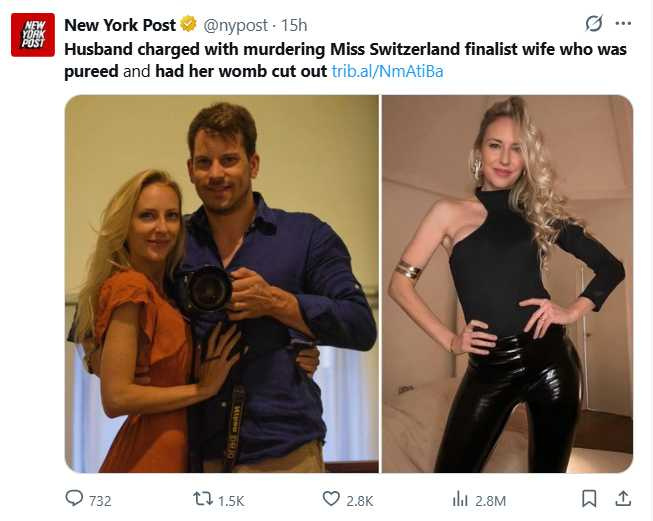 克莉絲蒂娜與丈夫合照,如今丈夫遭控涉嫌殺害並肢解其遺體,引發社會震驚。(圖/翻攝自X,@nypost)