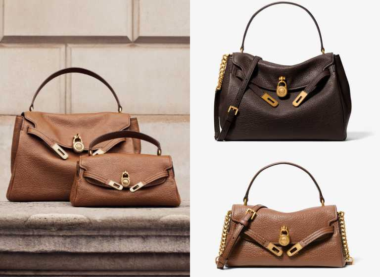 MICHAEL KORS HAMILTON小型肩背提包/9,900元,HAMILTON棕色肩背提包/ 15,400元(圖/品牌提供)
