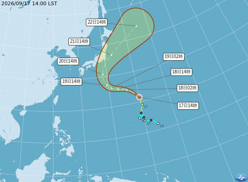 杜鵑颱風路徑。（圖／中央氣象署提供）