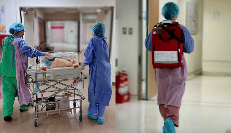 陳志金拍下醫療人員與新生兒的畫面。