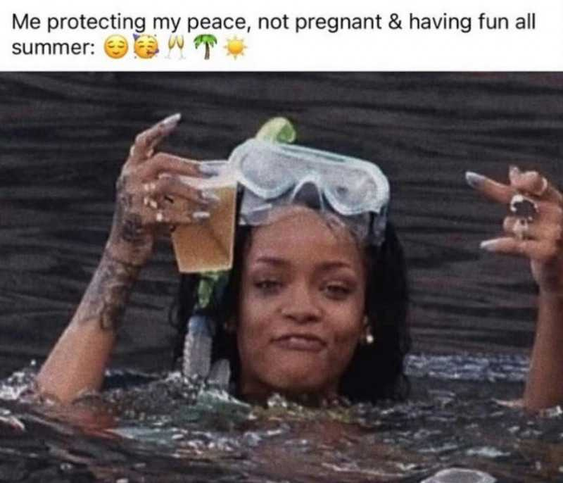 凡妮莎用蕾哈娜的迷因圖幽默回應懷孕傳聞。(圖/翻攝自IG/vanessabryant)