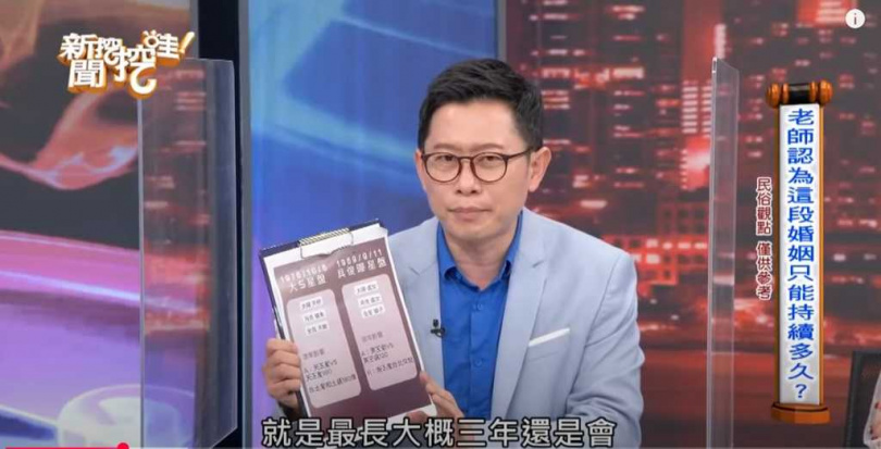 艾菲爾兩年前預言大S、具俊曄無法白頭偕老，最多維持3年。（圖／翻攝自新聞挖挖哇YT）