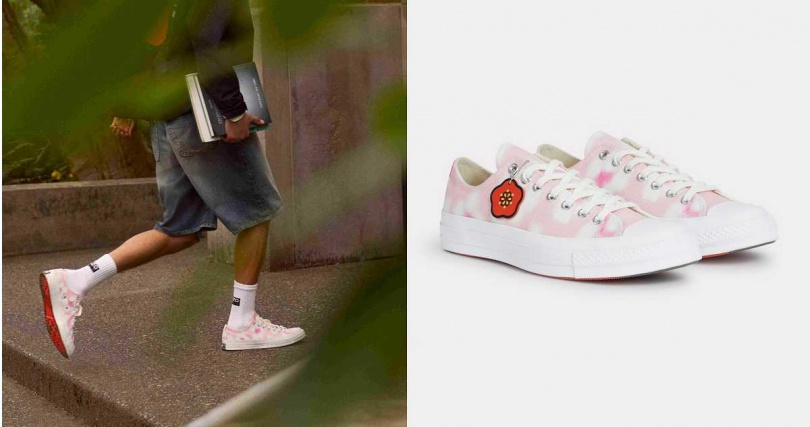 Converse x KENZO 聯名系列櫻花粉花影迷彩低筒帆布鞋 ／4,800元（圖／品牌提供）