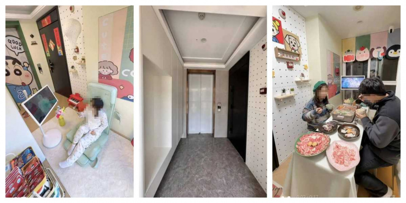 梯廳經改造後成為聚會空間,當事人表示經過補費、合約註記後即具使用正當性。(圖/翻攝自封面新聞)