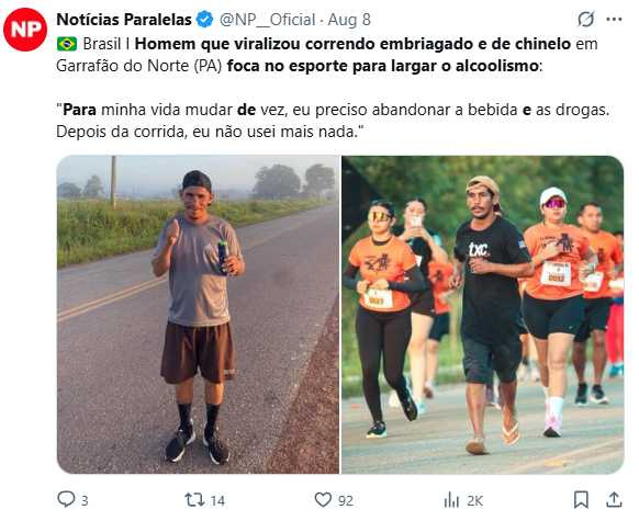 在各界捐助與鼓勵下，伊薩奎戒酒並投入跑步訓練，每日清晨4時30分起床，展開全新的生活。（圖／翻攝自X，@NP__Oficial）
