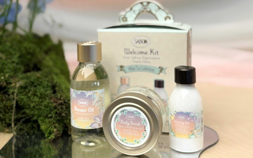 SABON白茶明星三部曲推薦組-春光限定版/1,280元(圖/吳雅鈴攝)