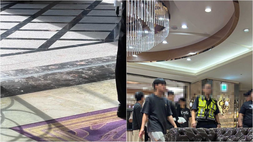 「台灣燒打雞」韓森遭潑漆後神情相當痛苦，警方也火速到場介入調查。（圖／讀者提供）