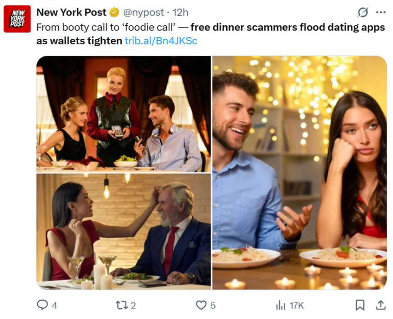 TikTok 上興起「Dating for Dinner」風潮，年輕女性曬出免費海鮮大餐。（圖／翻攝自X）