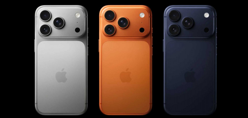 iPhone 17 Pro、Pro Max 銀色、宇宙橙色、藏藍色。(圖/翻攝iPhone官網)