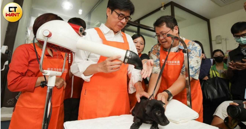 各縣市動物收容所如何給「浪浪」一個心安穩定的家並加速媒合出養，考驗縣市政府的智慧。圖為高雄市長陳其邁（中）視察高雄市動物之家情況。（圖／CTWant攝影組）