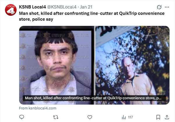 &nbsp; 嫌犯富蘭克林案發後自首，目前被控二級謀殺，保釋金為100萬美元。（圖／翻攝自X，@KSNBLocal4） 