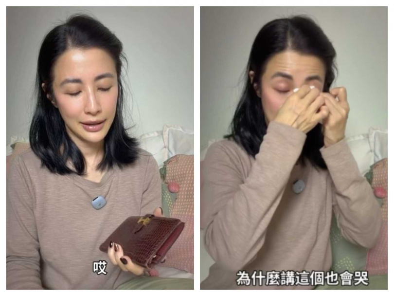 李蒨蓉拿出昔日花費18萬元購入的愛馬仕鱷魚皮皮夾,談起過往消費心態時忍不住落淚。(圖/翻攝自臉書,李蒨蓉 Lee Chien Rong )