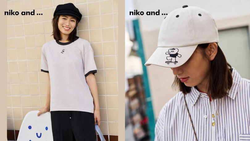 短袖Tee_黑/1,990元、鴨舌帽_米/1,290元(圖/品牌提供)