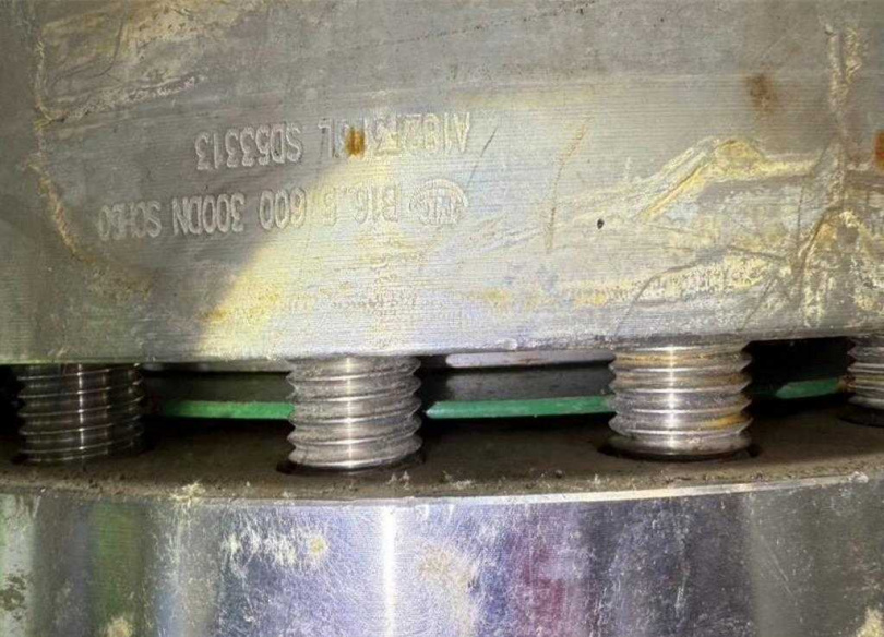 台電表示，正常來說法蘭接合處會有墊片（圖中深綠色處）。此為另組機台GT2-1相同位置。（圖／台電公司提供）