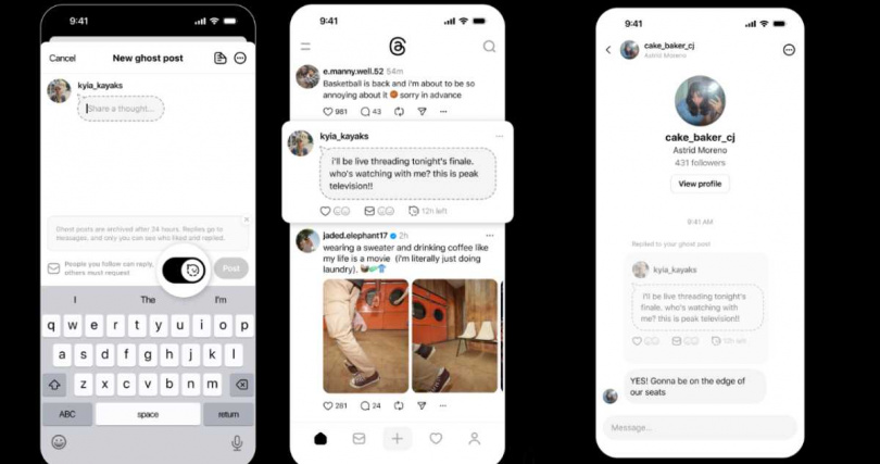 「幽靈貼文」示意圖。(圖/Meta)