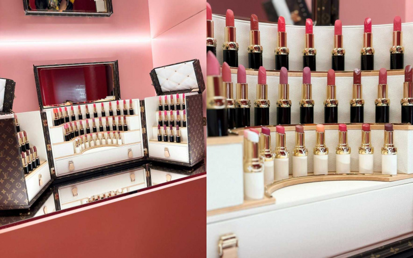 箱子裡可收納及展示多達65支唇膏,還附有大型鏡子及多個抽屜,有錢人外出旅行的化妝包就是這麼奢華啊~~~。(圖/吳雅鈴攝)