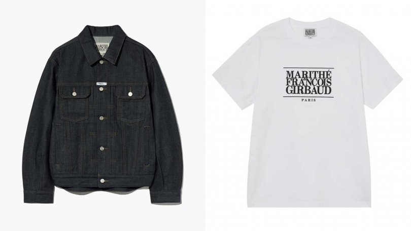 車銀優同款：MARITHÉ FRANÇOIS GIRBAUD 原色牛仔外套／5,890元，經典LOGO T-shirt／1,490元（圖／品牌提供）