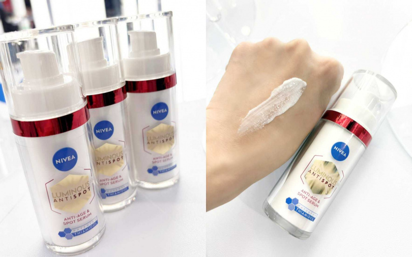 妮維雅LUMINOUS630®淡斑Q彈精華30ml／1,499元 成分溫和不刺激，就連醫美術後的修復期也OK喔。（圖／吳雅鈴攝）