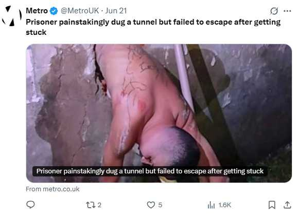 消防人員使用電鑽擴大牆洞,設法救出受困囚犯。(圖/翻攝自X)