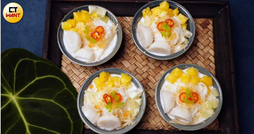 8道式分享餐前菜之一「椰香涼拌泰式米線」。（圖／魏妤靜攝）