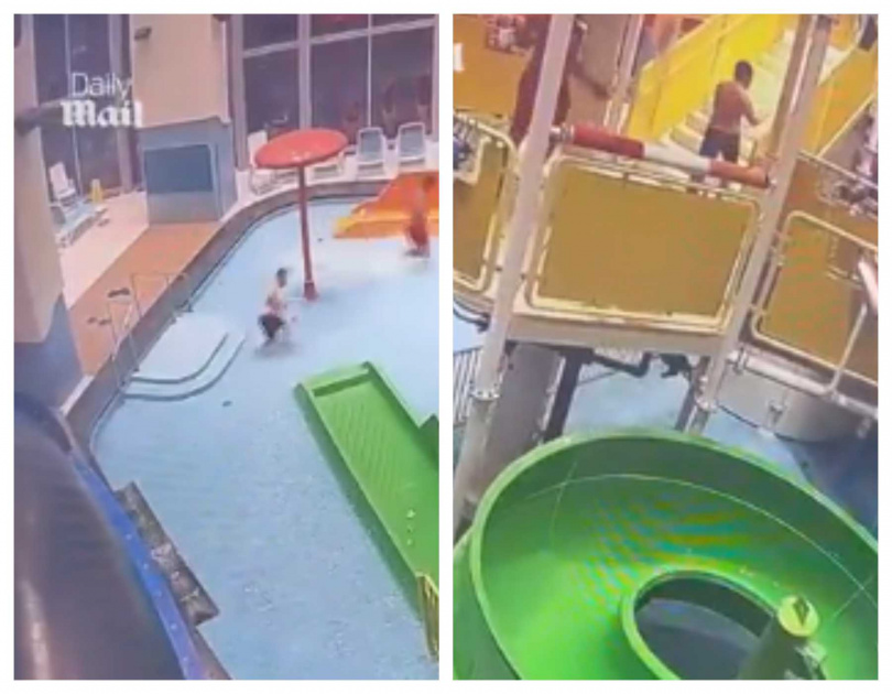 水上樂園內部畫面曝光,父子深夜滑水道、戲水場景溫馨感人。(圖/翻攝自每日郵報網頁)