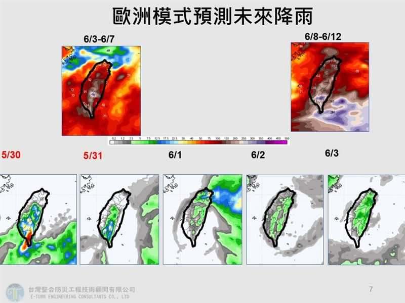 歐洲模式預估，6月上旬起各地降雨機率有逐步增加趨勢。（圖／翻攝自賈新興 臉書）