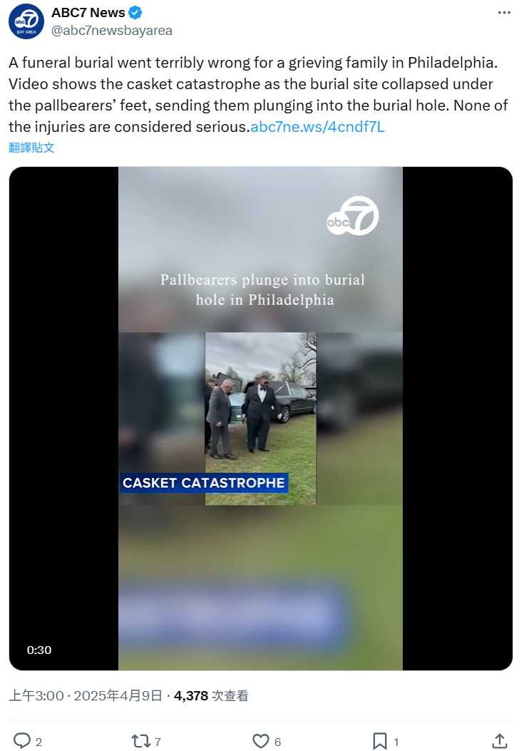 抬棺下葬變「陪葬」眾人摔進墓坑。（圖／翻翻自X）
