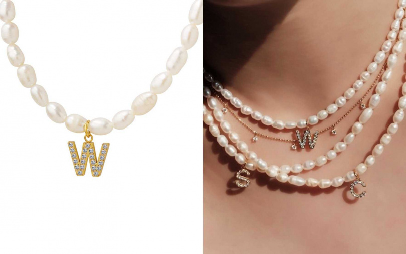 MAISON M的左岸字母珍珠項鍊可以挑選母女兩人彼此的名字字母，作為最獨特的默契印記。（圖／品牌提供）